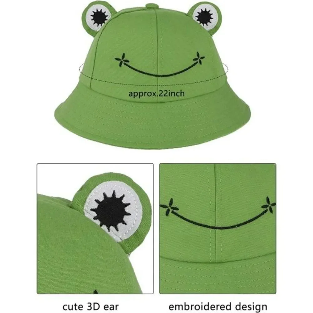 Frog Bucket Sun Wide Brim Fun Hat for Children Girls or Boys